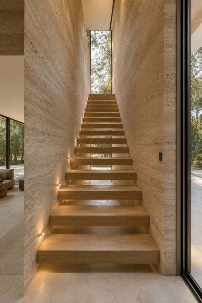 Stone 18 stairs between two wall ideas