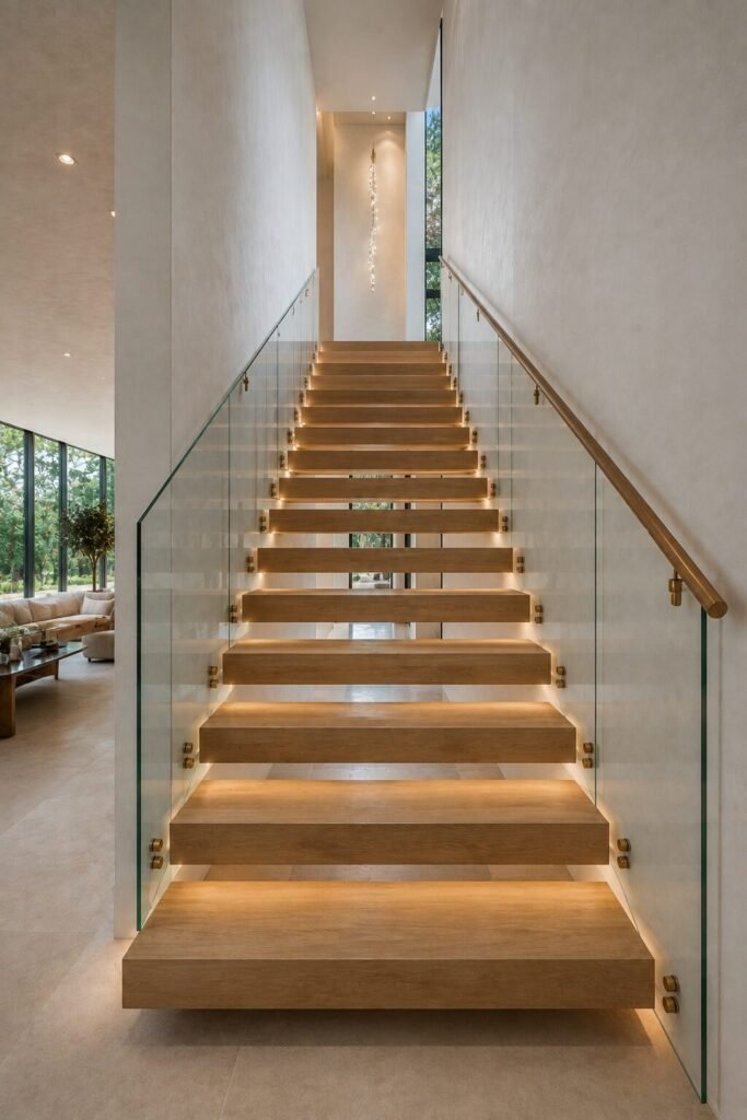 Glass 18 stairs between two wall ideas