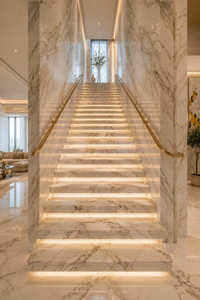 Marble 18 stairs between two wall ideas