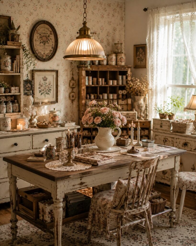 Vintage craft room ideas pendant lighting