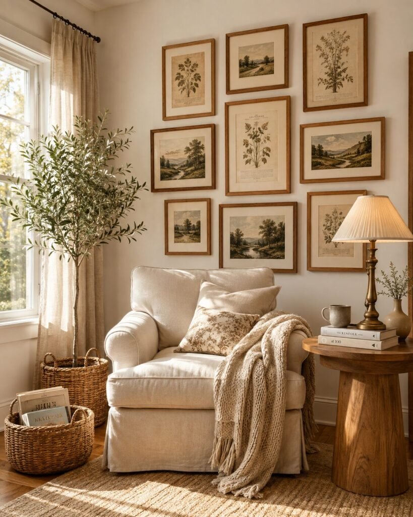 Small wood gallery wall ideas 7 Reading nook small wood gallery wall ideas