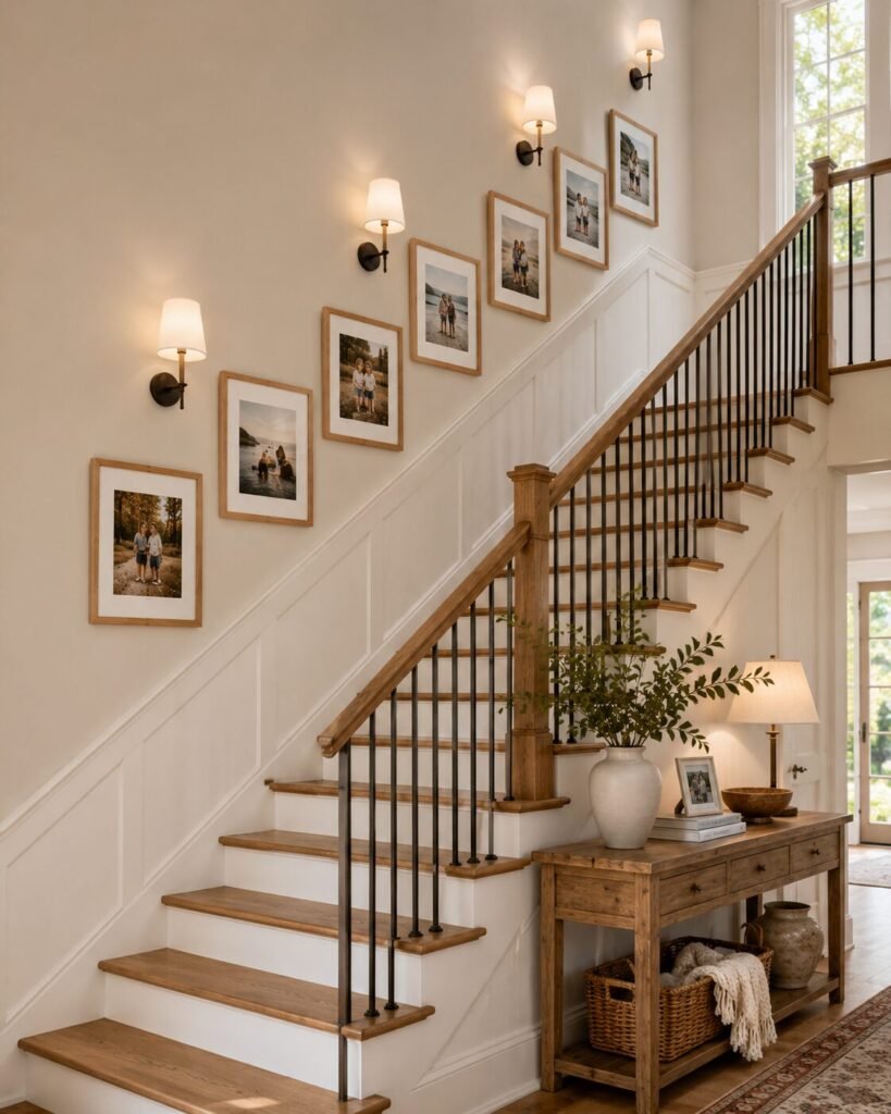 Small wood gallery wall ideas 14 Staircase small wood gallery wall ideas