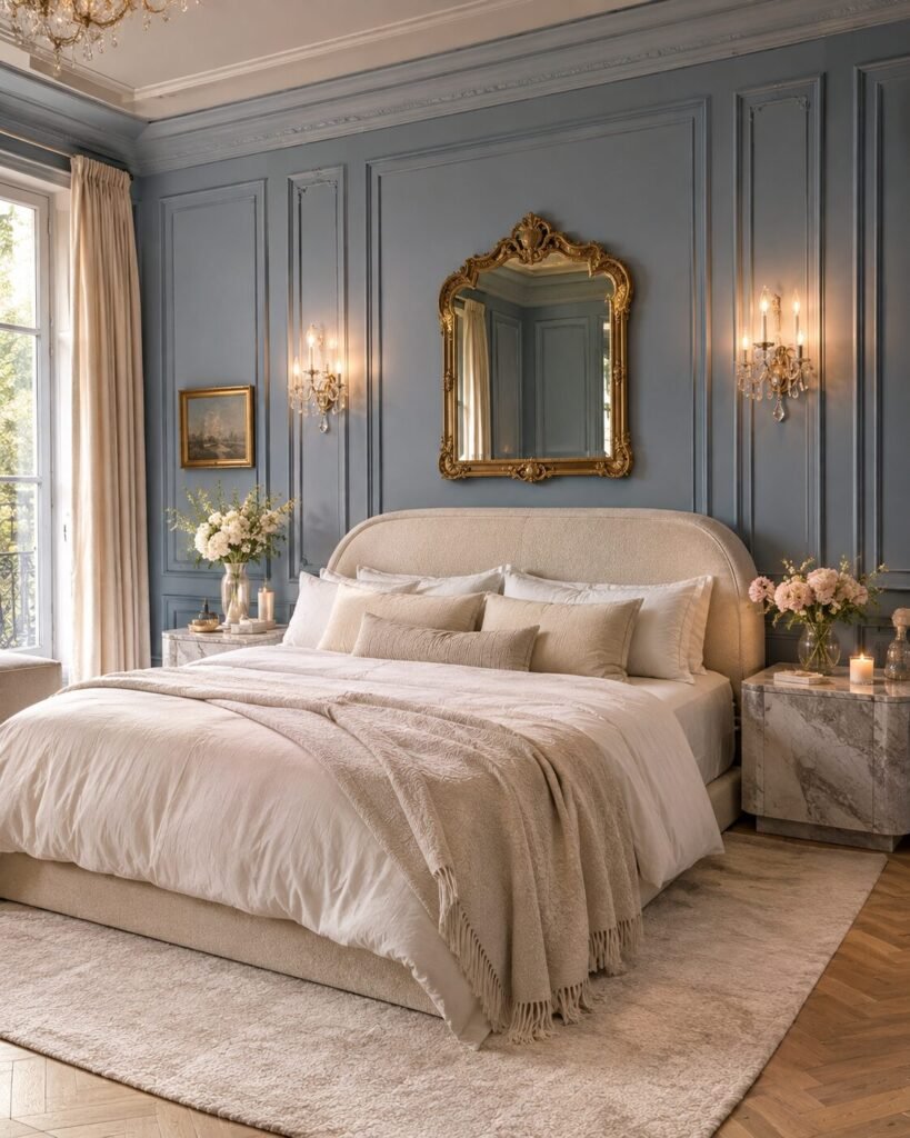 Luxury blue bedroom ideas French style