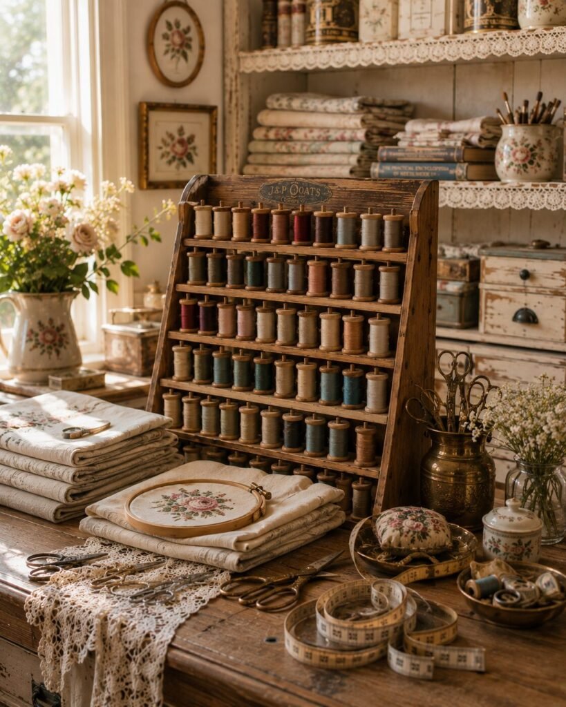 Vintage craft room ideas thread spools