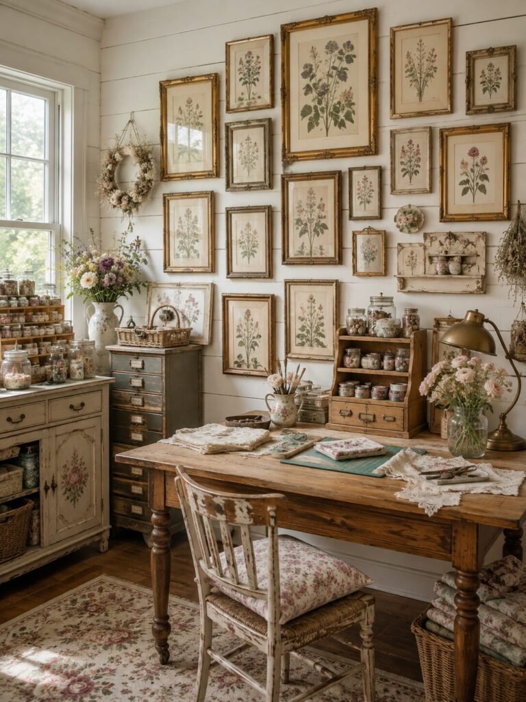 Vintage craft room ideas botanical prints