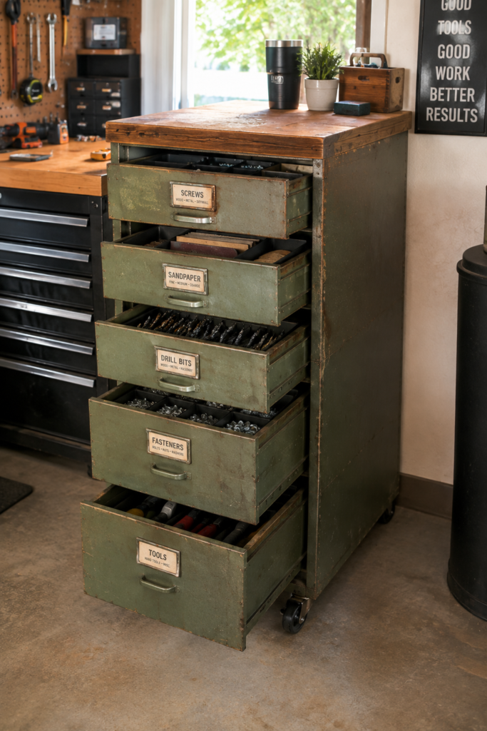 DIY garage organization ideas filing cabinet