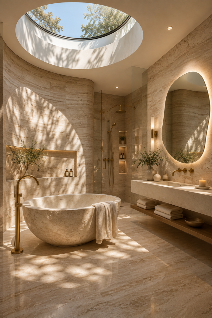 Skylight upstairs bathroom ideas with tub