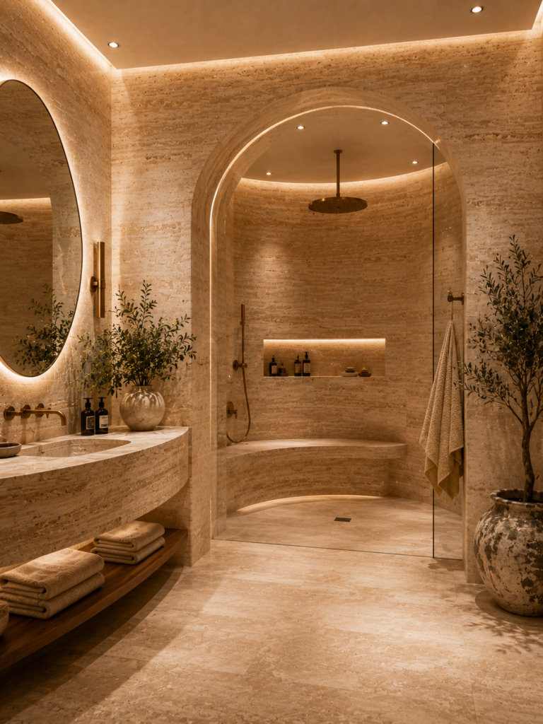 Arched shower upstairs bathroom ideas
