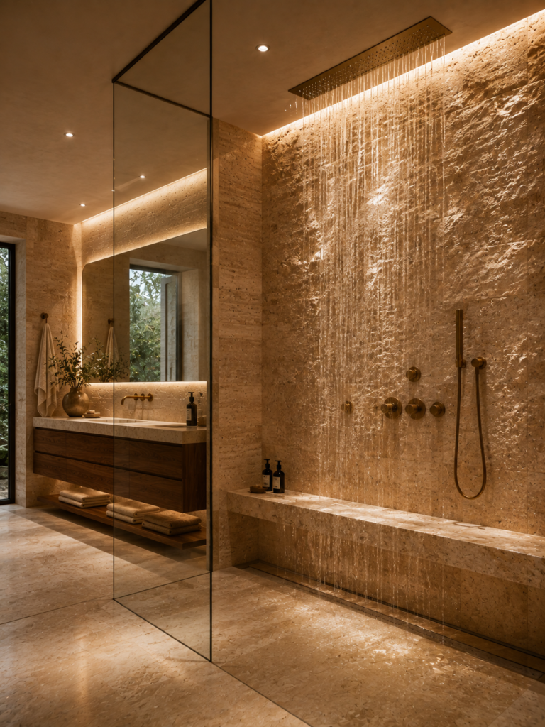 Waterfall shower upstairs bathroom ideas