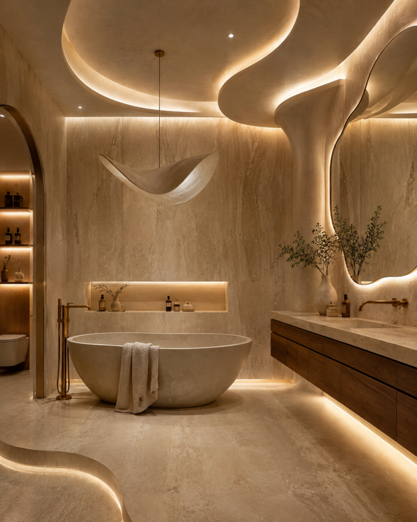 Sculptural ceiling upstairs bathroom ideas