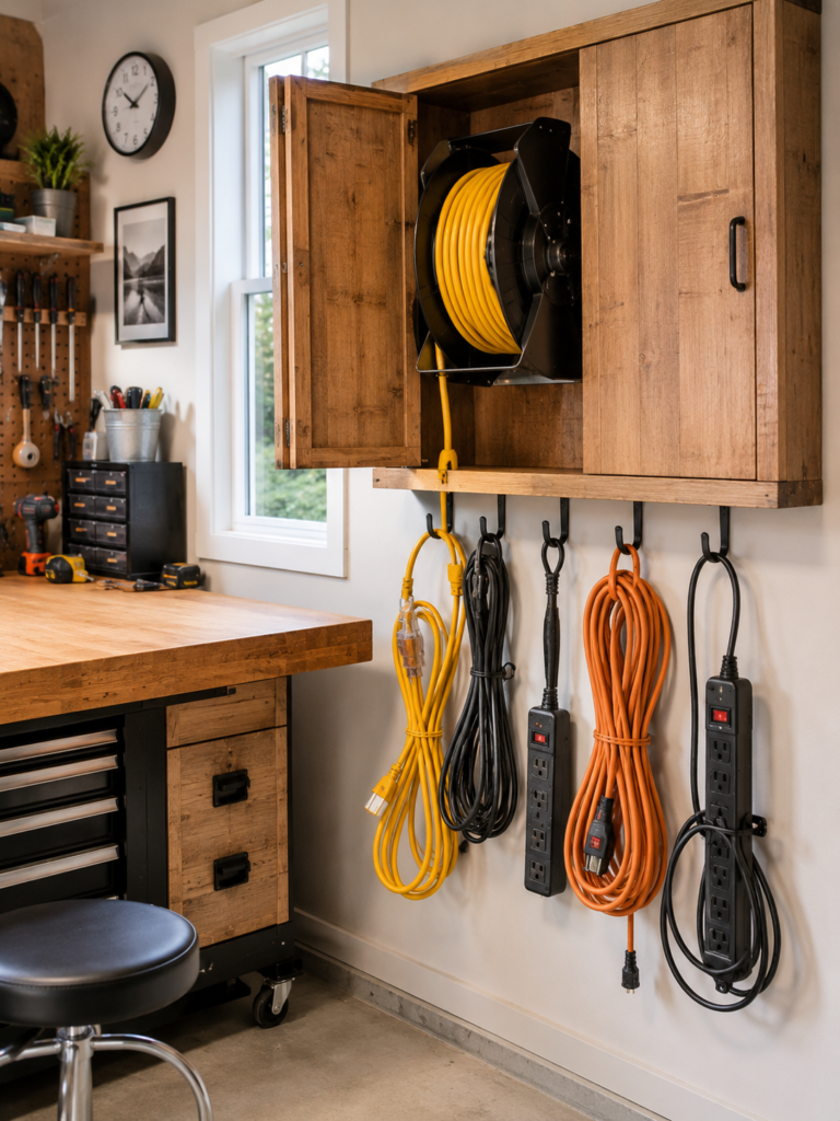 DIY garage organization ideas cord station