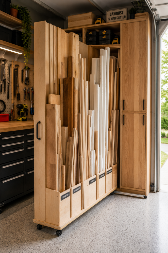 -DIY garage organization ideas lumber storage