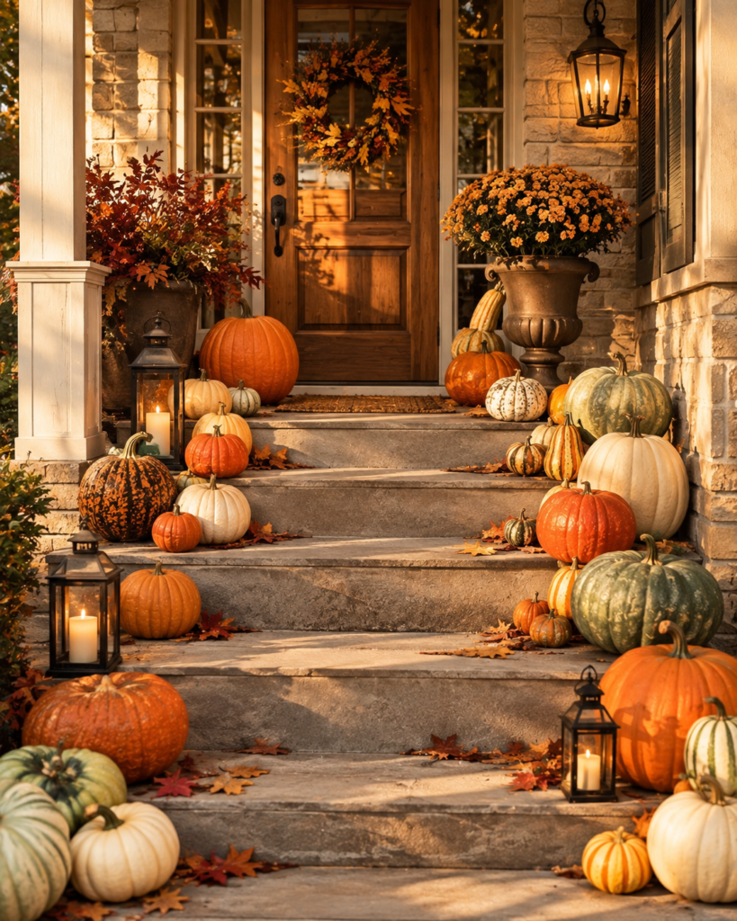 Fall porch decorating ideas for front steps