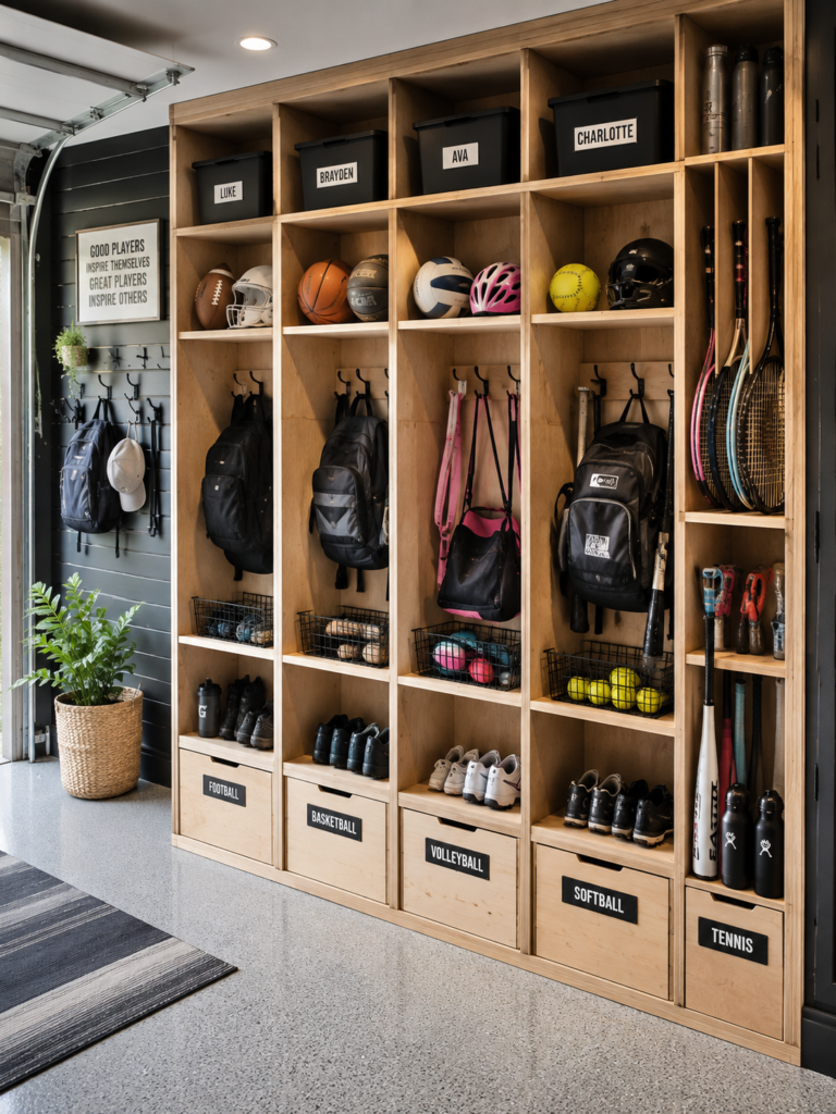 DIY garage organization ideas sports locker