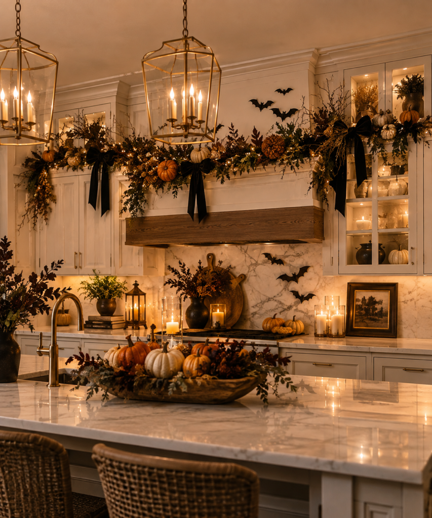 Halloween kitchen decor ideas above cabinets