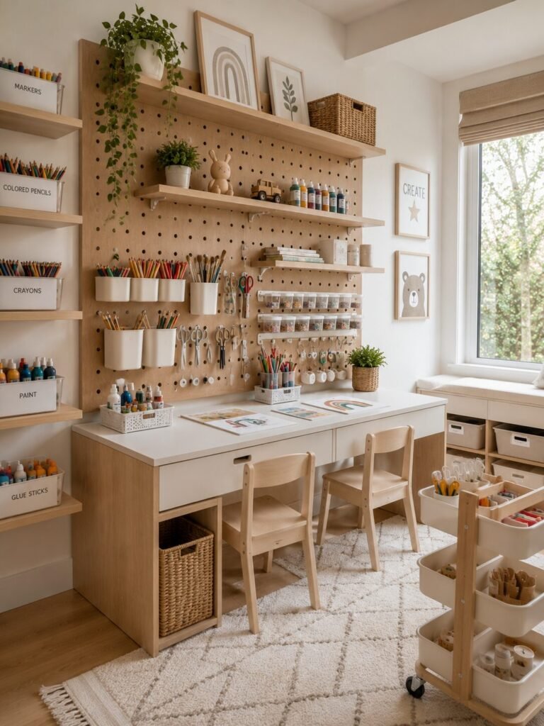 Small playroom design 6 Maker station small playroom design