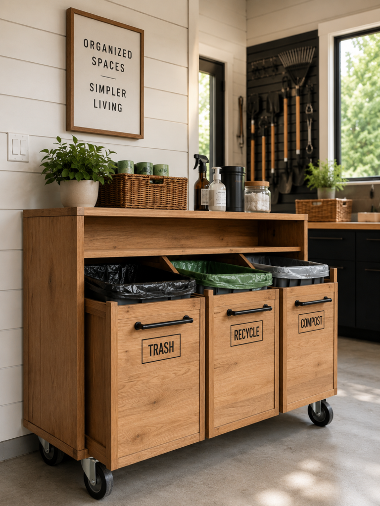 DIY garage organization ideas rolling bins