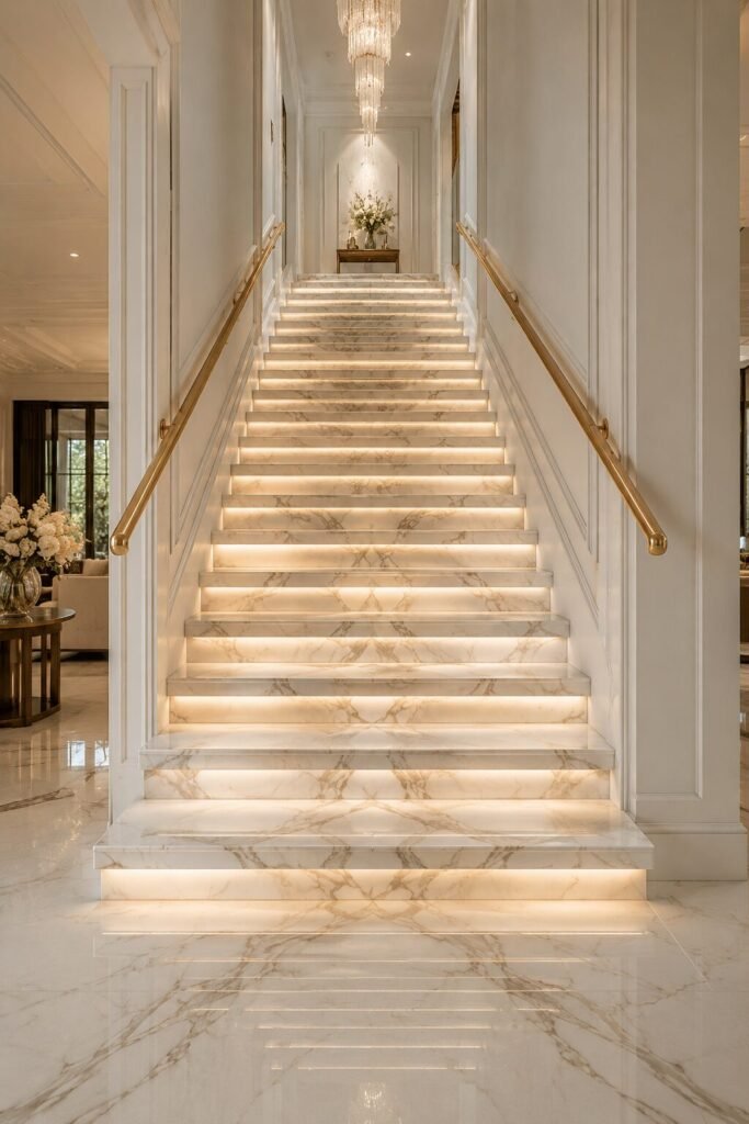 Marble 18 stairs between two wall ideas