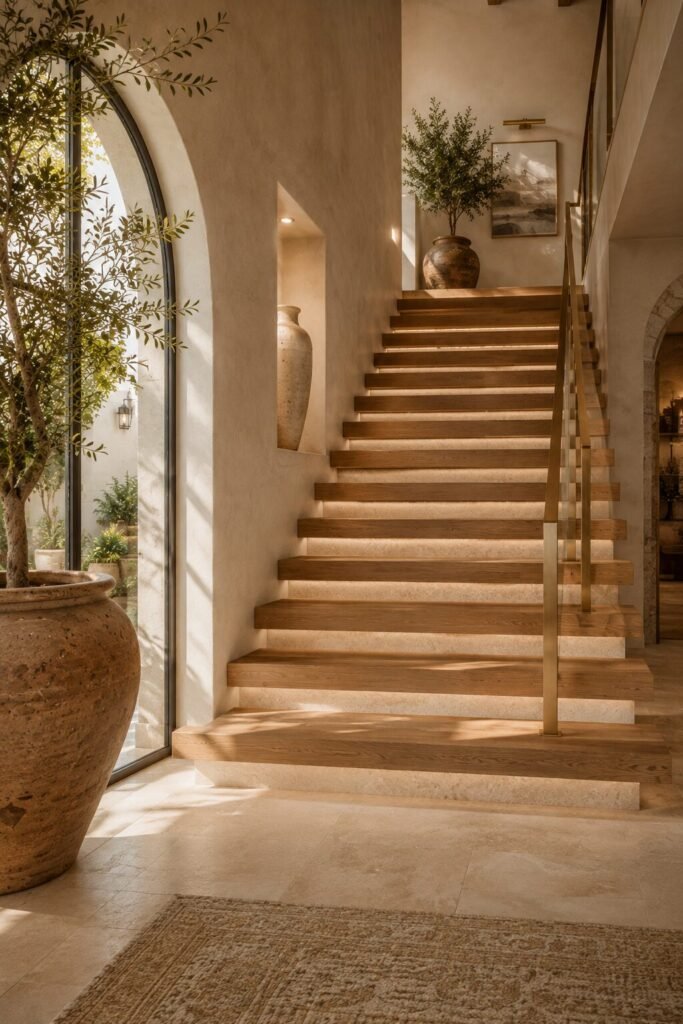 Travertine stair riser ideas design
