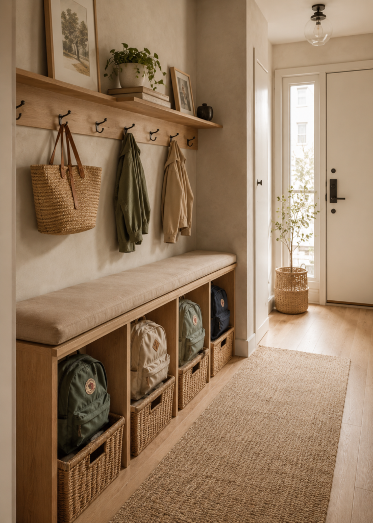 Backpack storage ideas 5 Backpack storage ideas for slim entryway benches