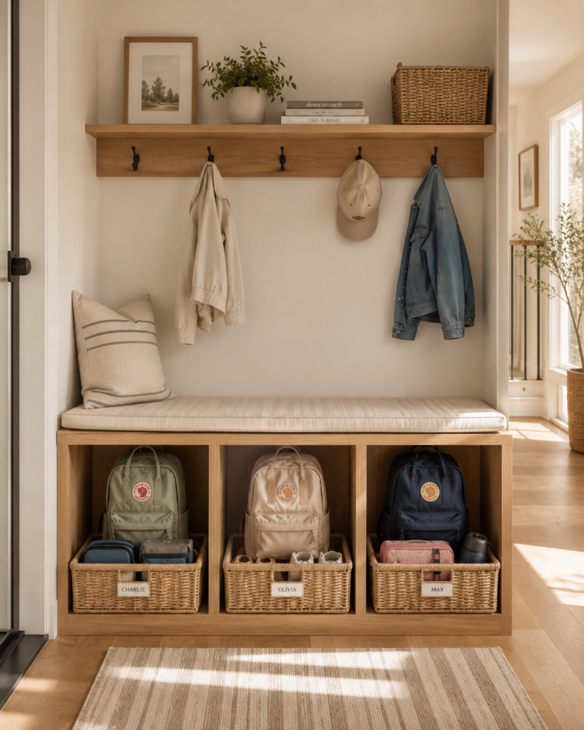 Backpack storage ideas 6 Backpack storage ideas using bench cubbies