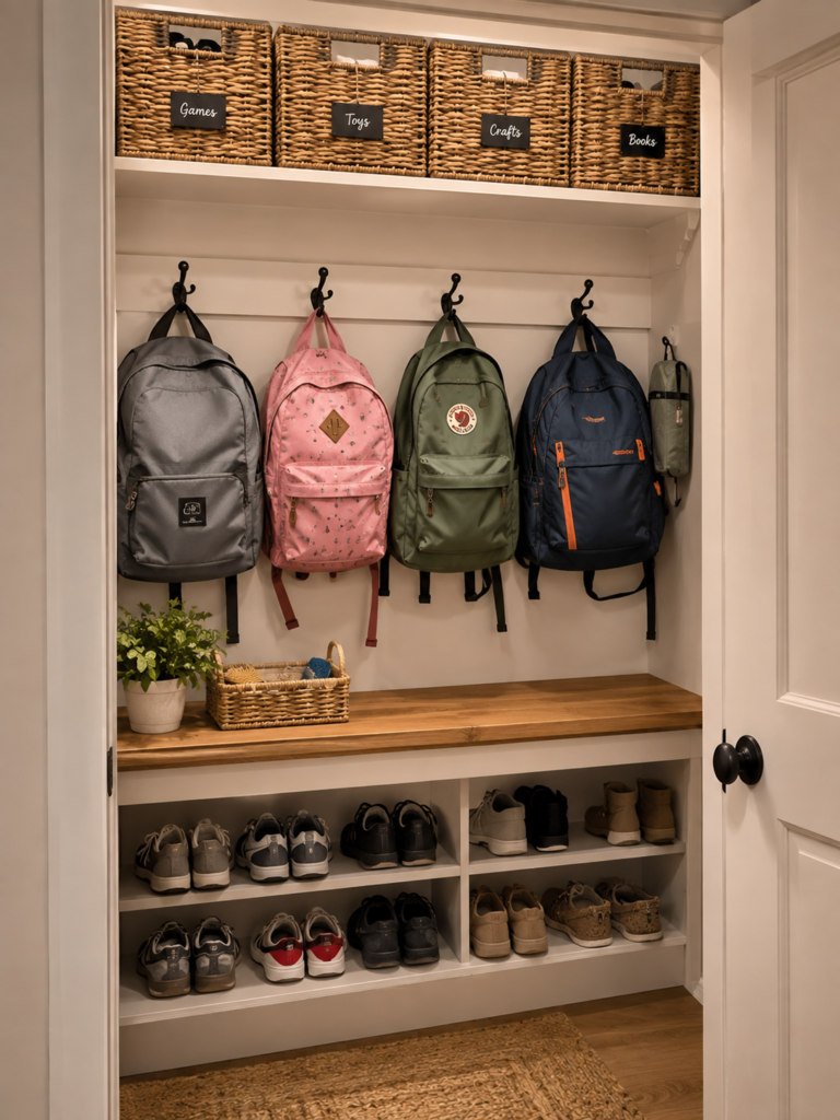 Backpack storage ideas 8 Backpack storage ideas inside hallway closets