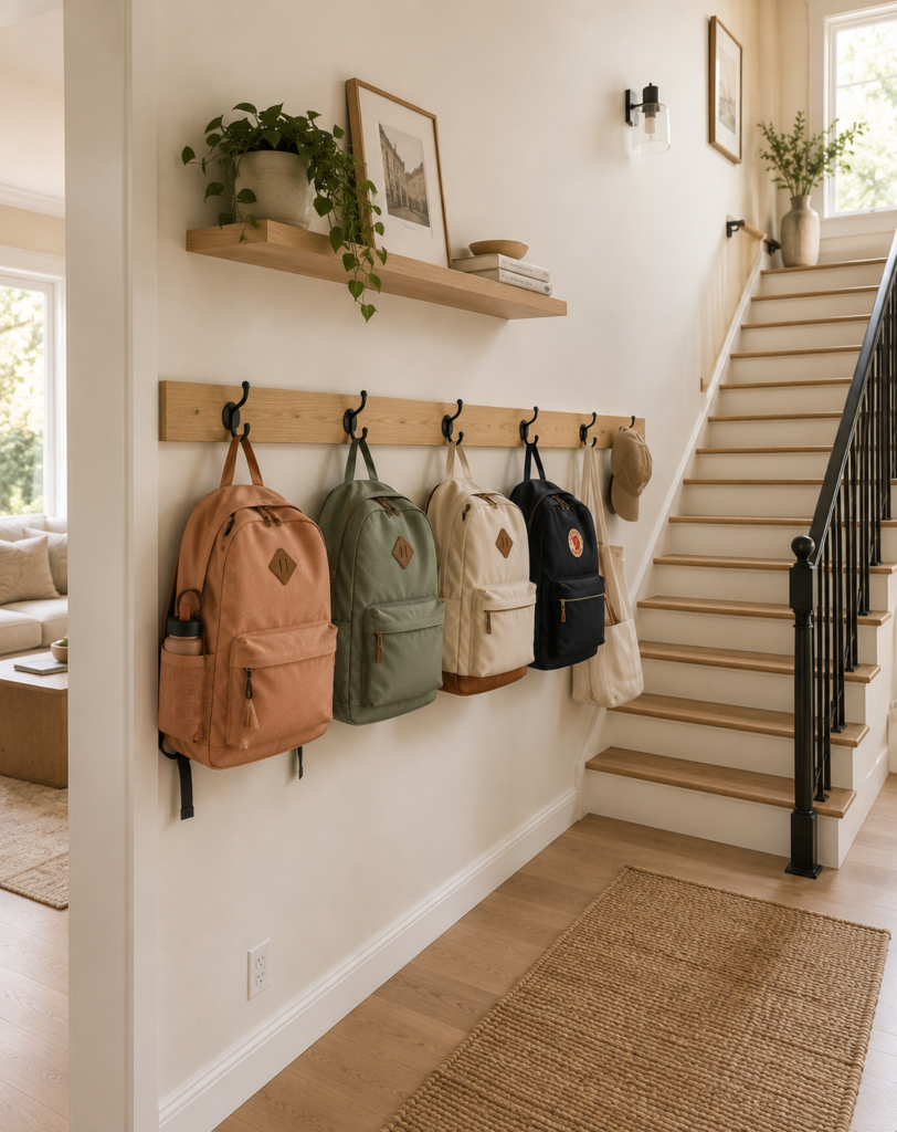 Backpack storage ideas 12 Backpack storage ideas for staircase walls
