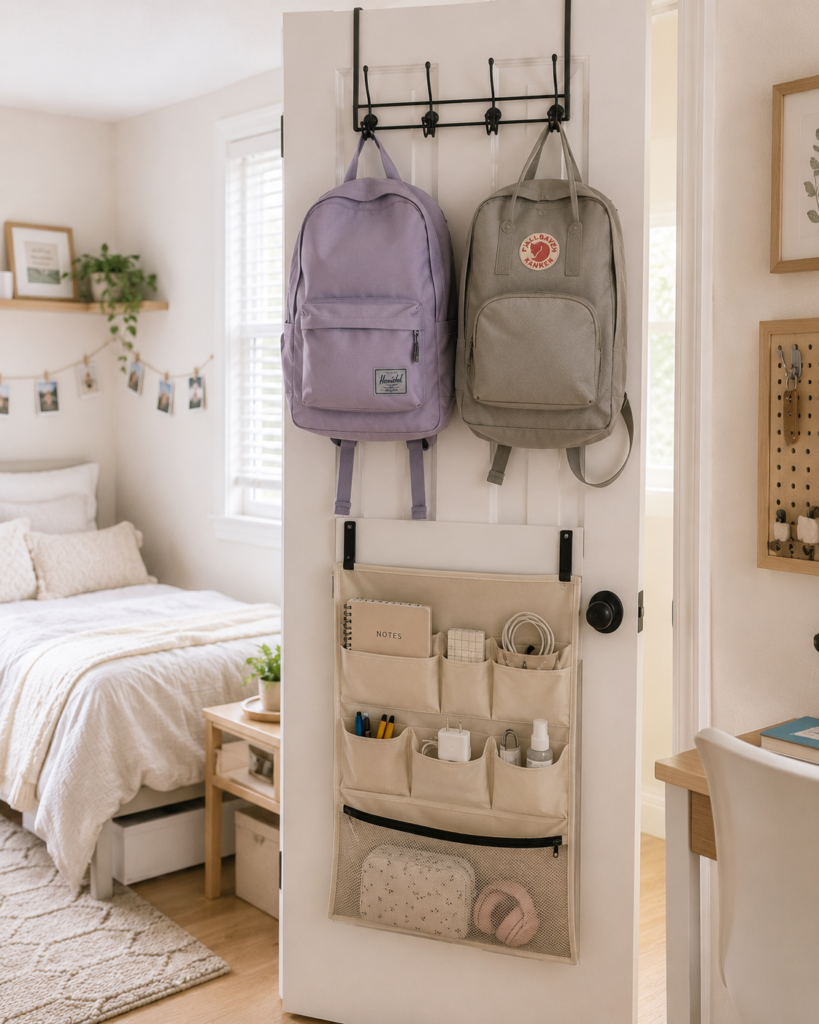 Backpack storage ideas 13 Backpack storage ideas behind bedroom doors
