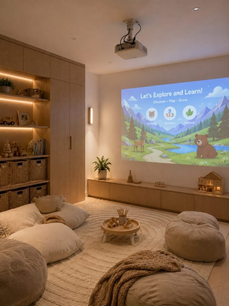 Small playroom design 9 Projector wall small playroom design