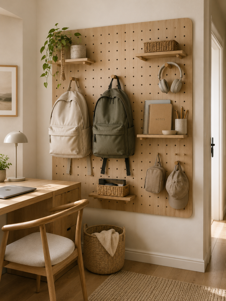 Backpack storage ideas 18 Backpack storage ideas with pegboard organizers