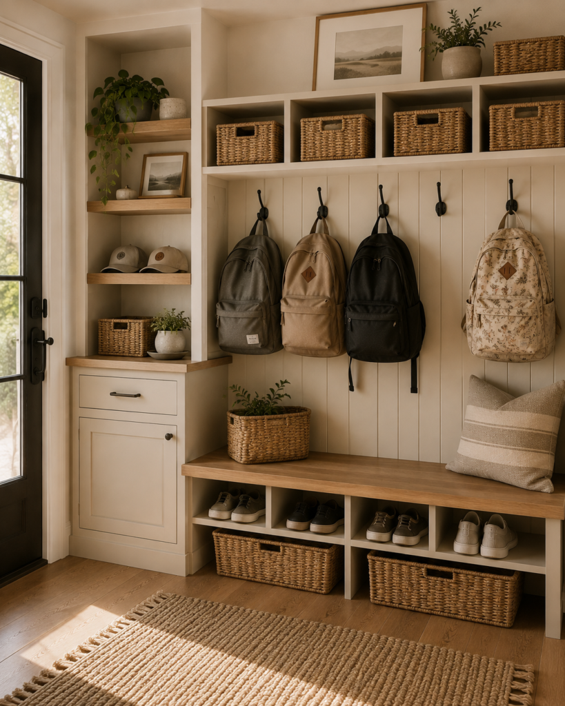 Backpack storage ideas 22 Backpack storage ideas with hooks baskets shelves