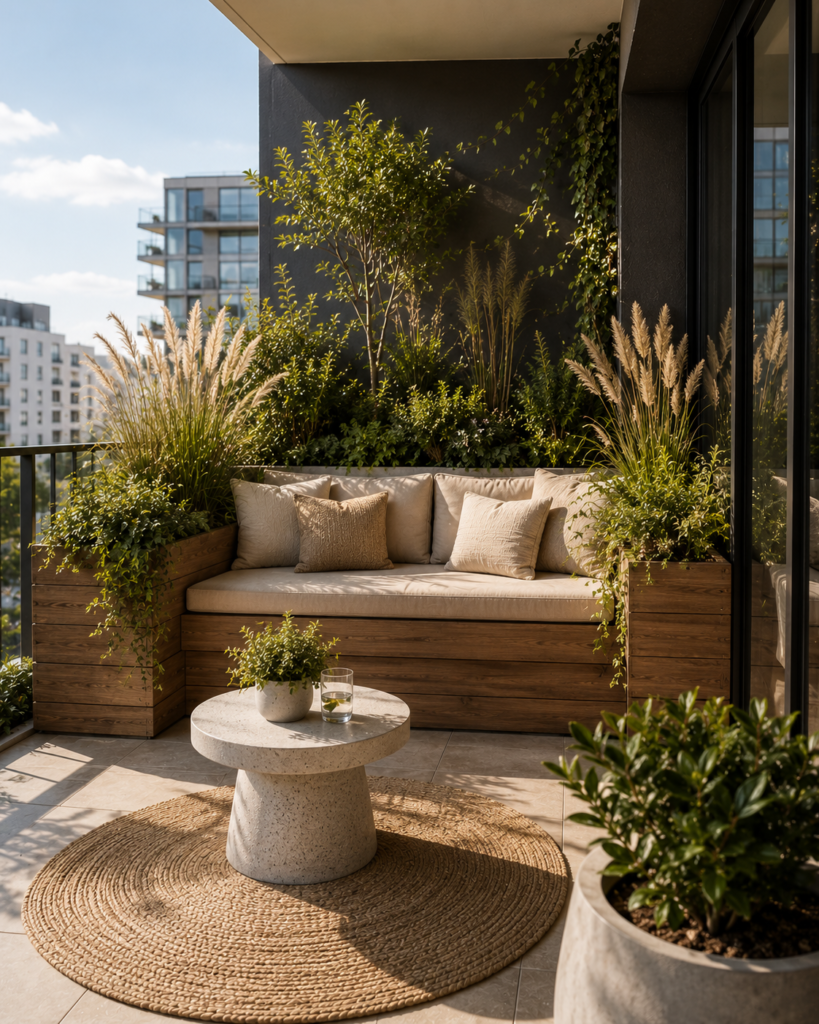 16 apartment patio ideas planter bench
