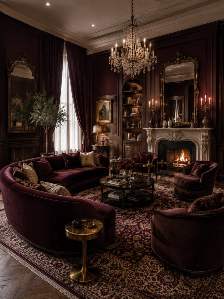 Red living room ideas with burgundy