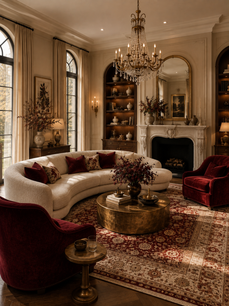 Red living room ideas with cream