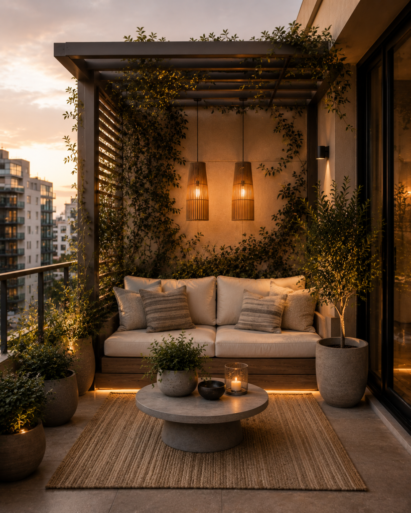 16 apartment patio ideas sculptural pergola