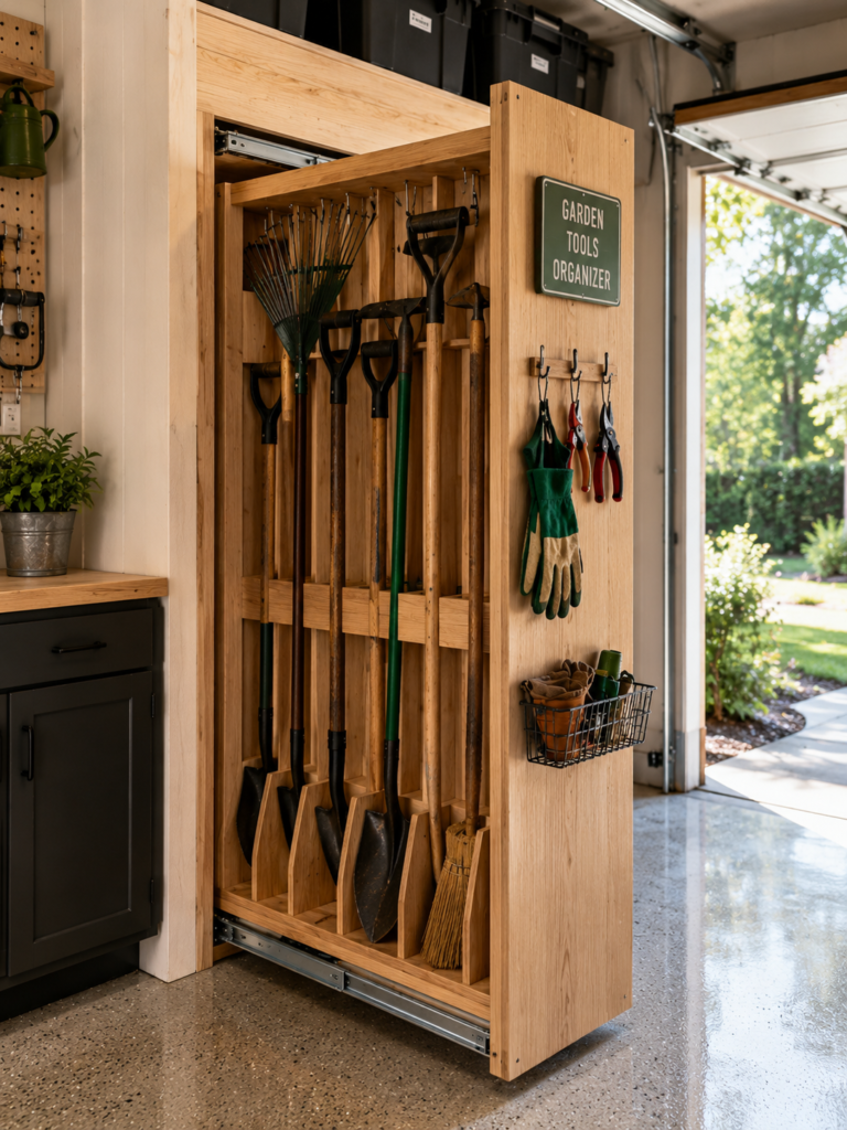 DIY garage organization ideas garden tool wall