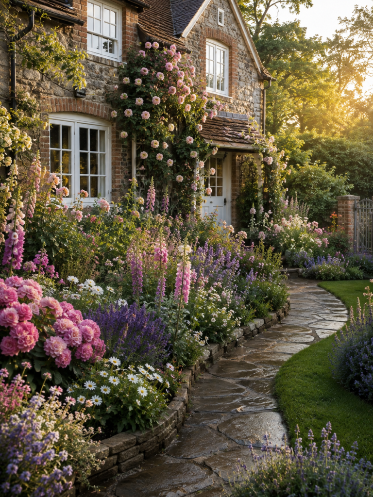 Cottage flower bed ideas in front of house
