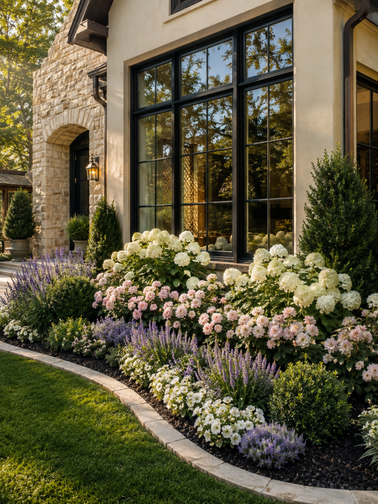 Window flower bed ideas in front of house