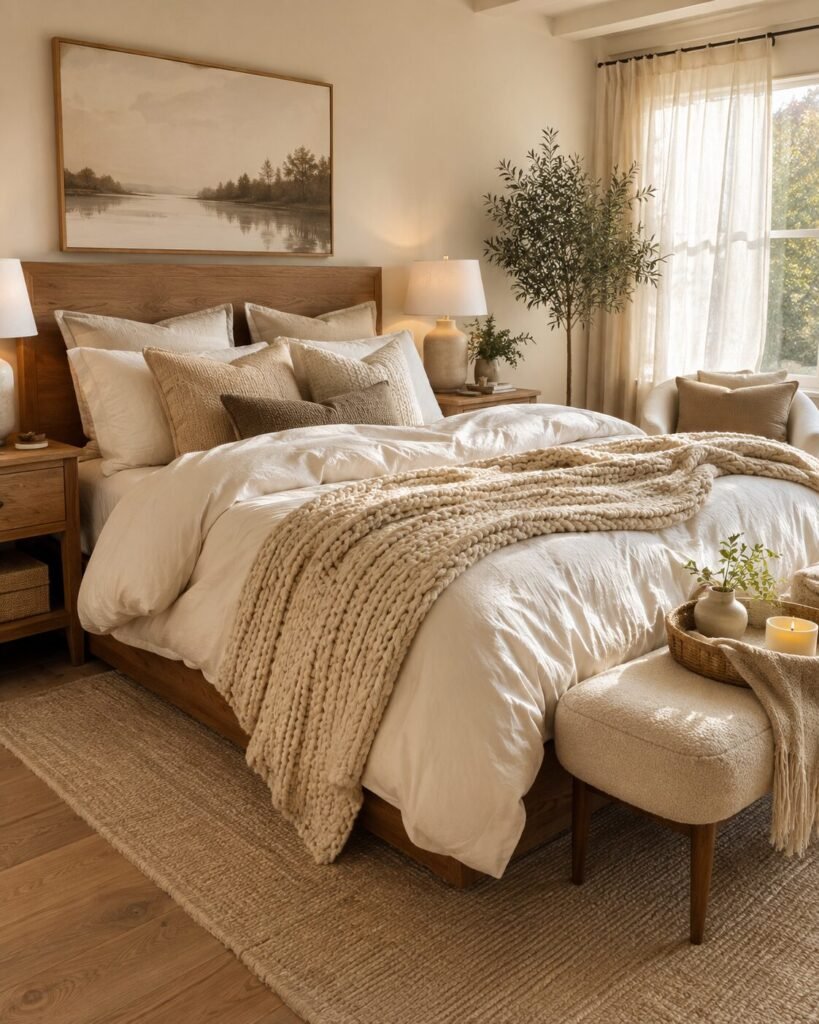 Cozy neutral bedroom ideas 2 Cozy neutral bedroom ideas with bedding