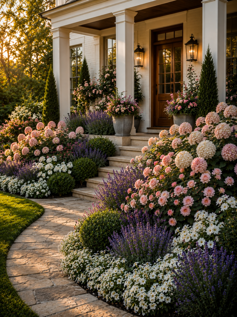 Porch flower bed ideas in front of house