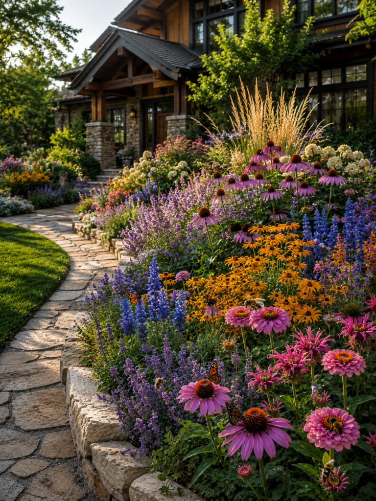 Pollinator flower bed ideas in front of house