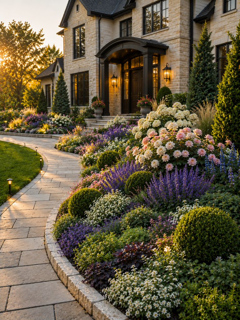 Luxury flower bed ideas in front of house