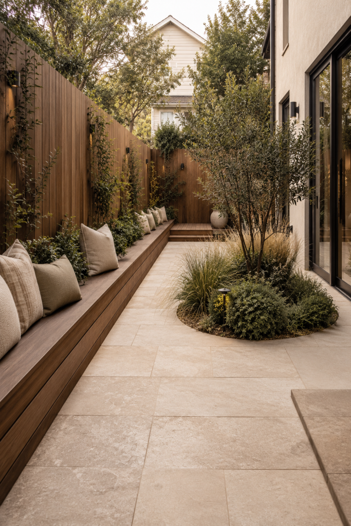 Clever narrow backyard ideas 13 Clever narrow backyard ideas with bench islands
