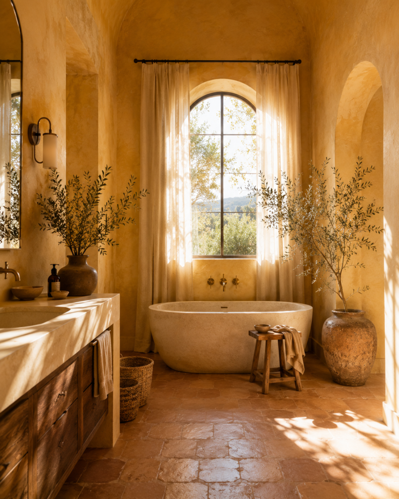 17 yellow bathroom ideas Mediterranean style