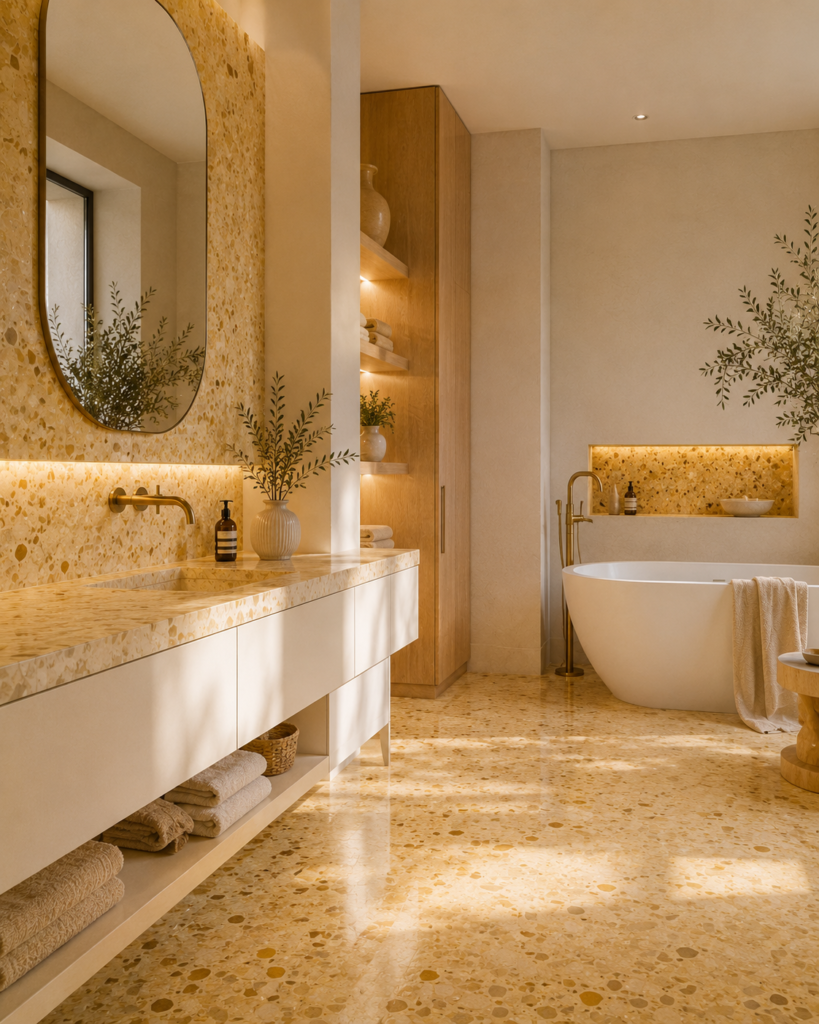 17 yellow bathroom ideas yellow terrazzo