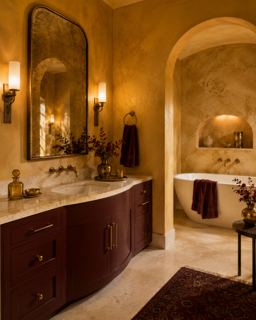  17 yellow bathroom ideas burgundy accents