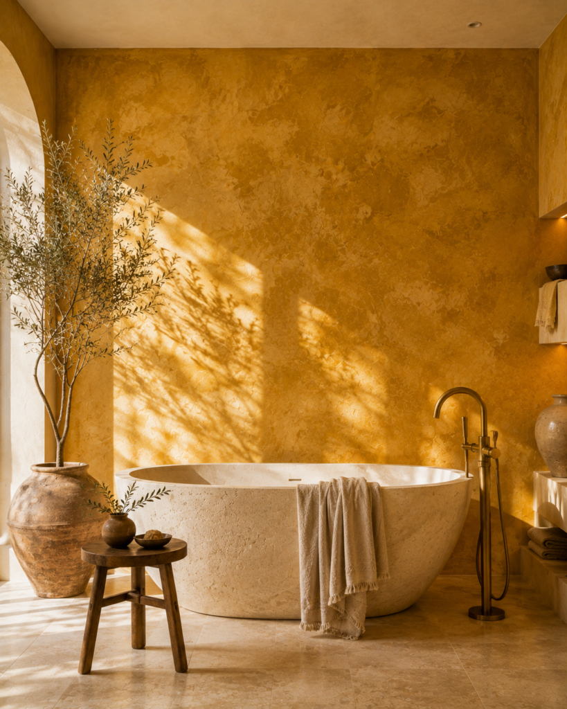 17 yellow bathroom ideas ochre plaster