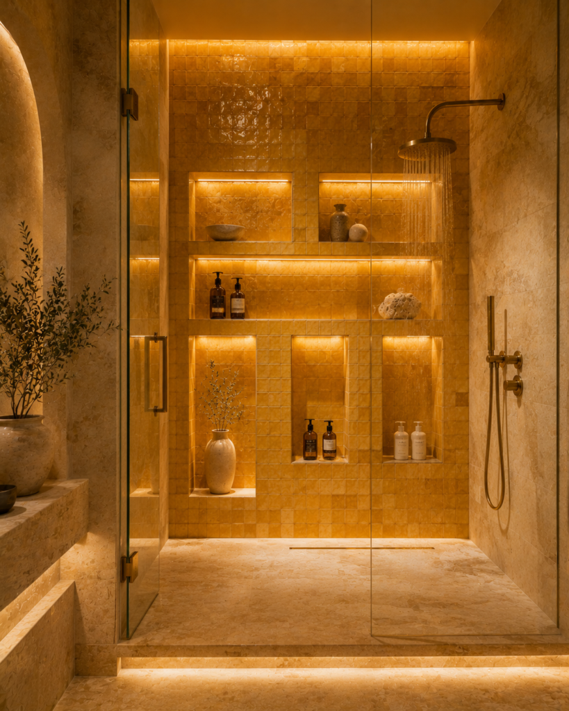 17 yellow bathroom ideas shower niche