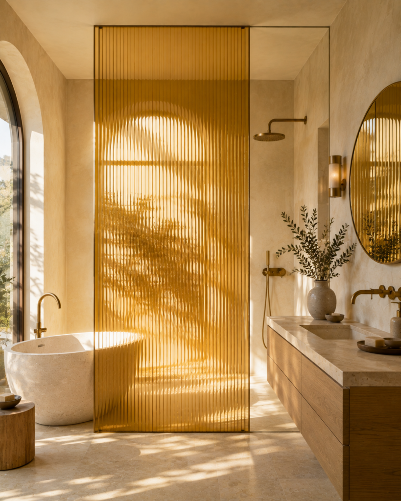 17 yellow bathroom ideas ribbed glass