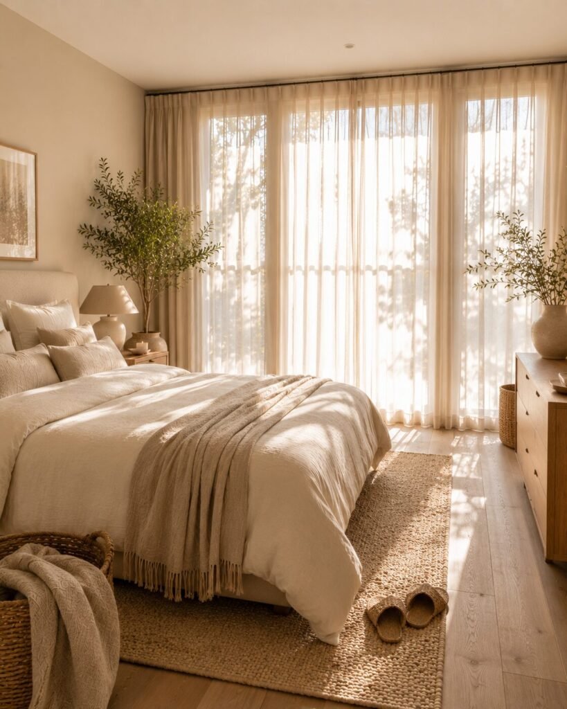 Cozy neutral bedroom ideas 9 Cozy neutral bedroom ideas with curtains